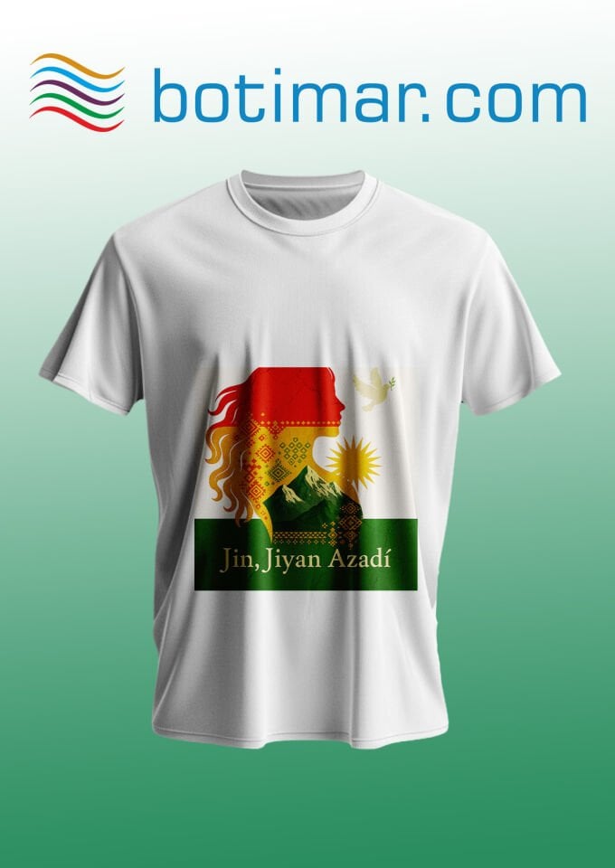 Jin Jiyan Azadi Baskılı T-shirt - Jın Jıyan Azadı T-şhirtê Çapkirî