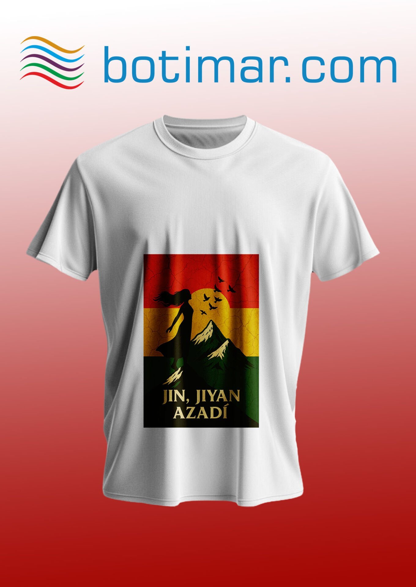Jin Jiyan Azadi Baskılı T-shirt - Jın Jıyan Azadı T-şhirtê Çapkirî