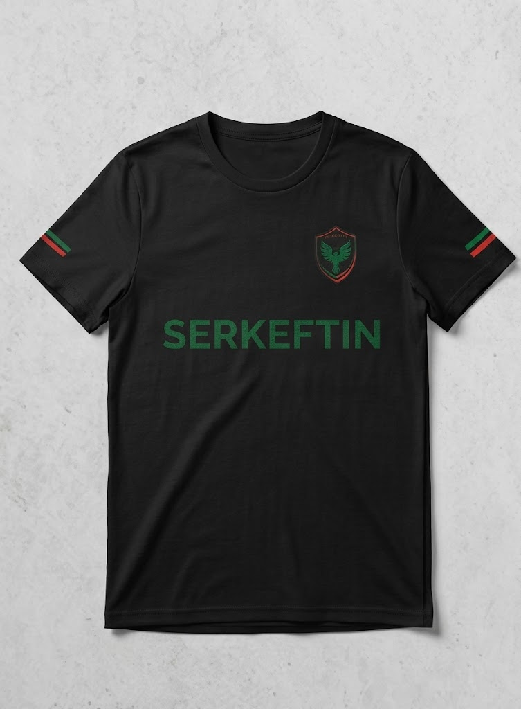Serkeftin Baskılı Özel Tasarım Siyah Erkek Tişört