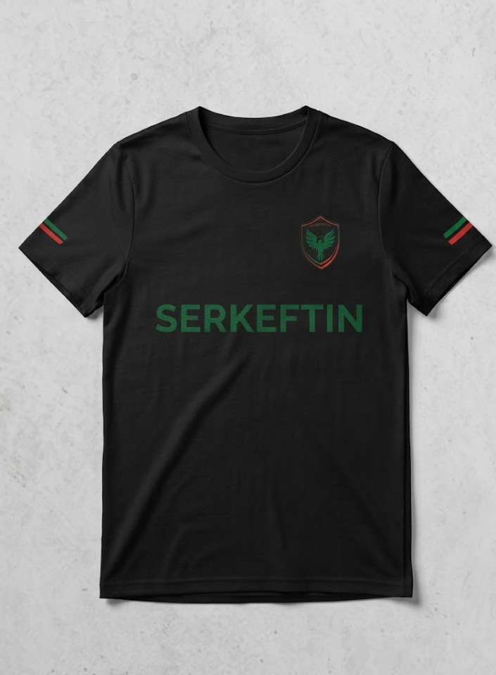 Serkeftin Baskılı Özel Tasarım Siyah Erkek Tişört