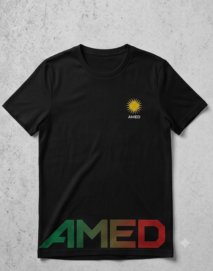 Amed Güneş Amblemli ve Renk Geçişli Özel Tasarım Siyah Tişört