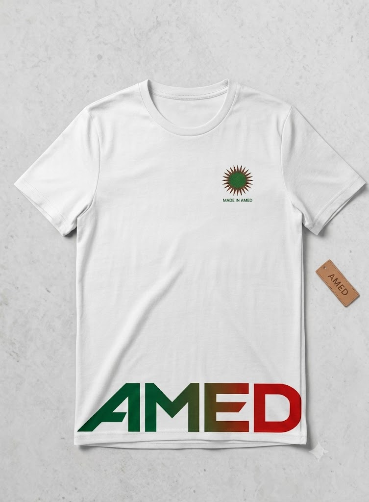Amed Güneş Logolu ve Renk Geçişli Özel Tasarım Beyaz Tişört