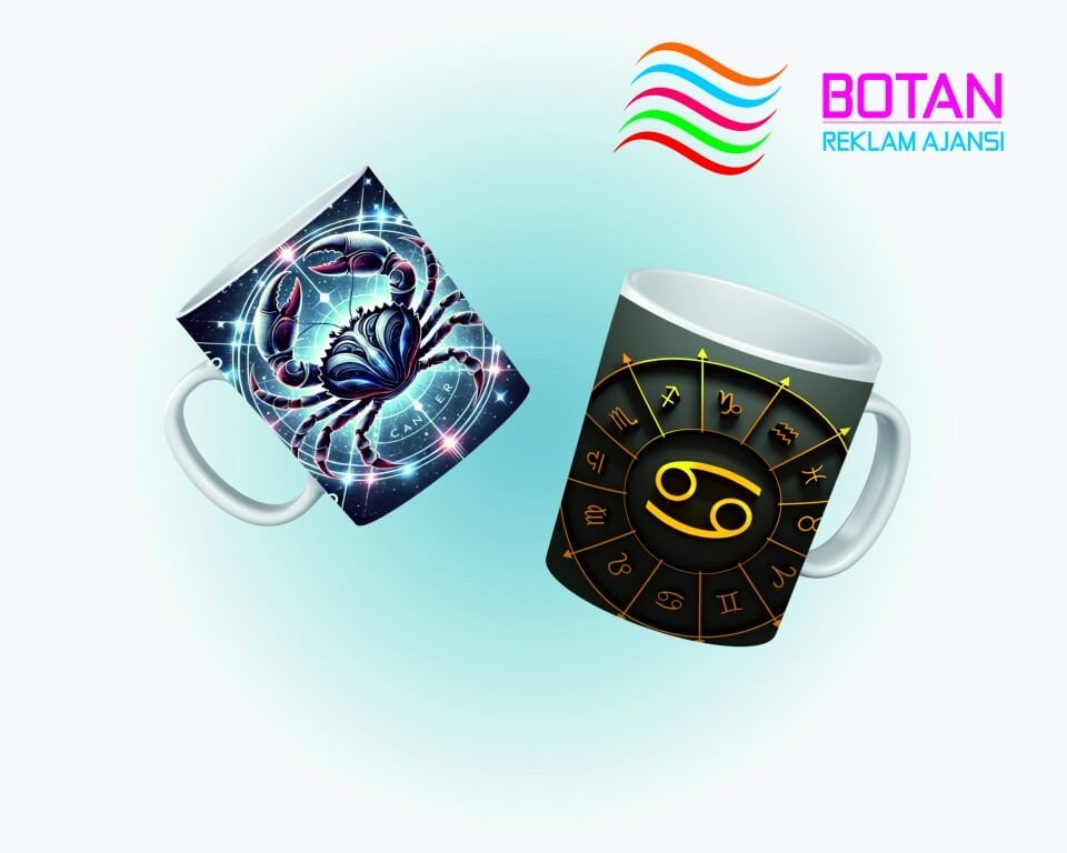 Özel Astroloji Desenli Kupa Bardak ( Yengeç Burcu )