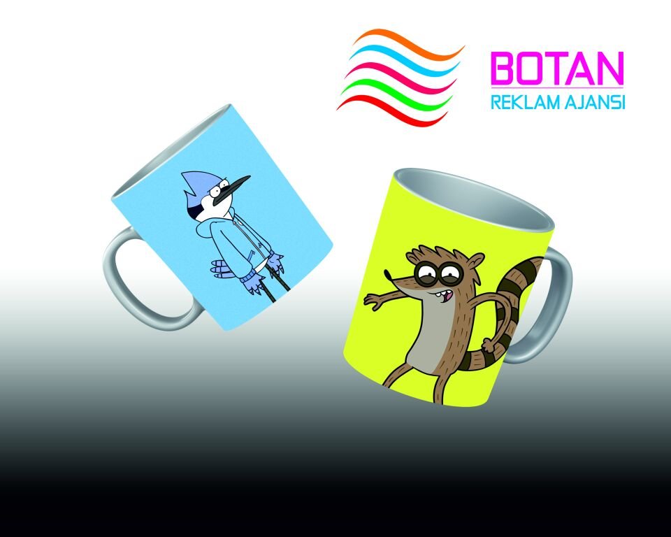 Mordecai ve Rigby Temalı Kürtçe Bardak