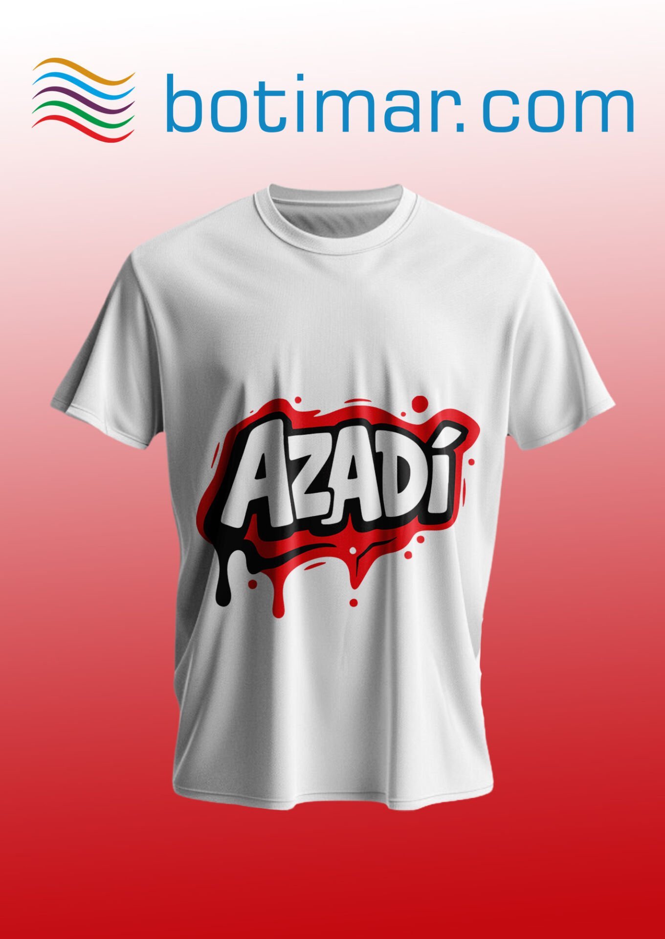 Azadi Baskılı T-shırt - T-şîrta Çapkırî Ya Azadî
