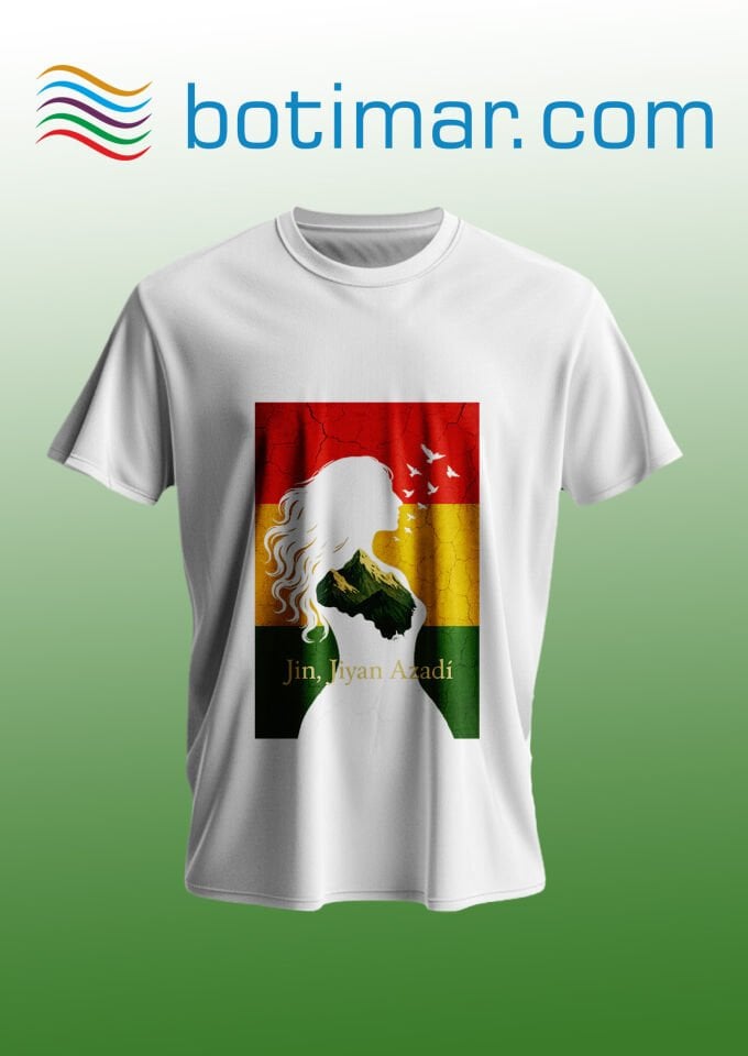 Jin Jiyan Azadi Temalı T-shirt - Jın Jıyan Azadı T-şhirtê Çapkirî