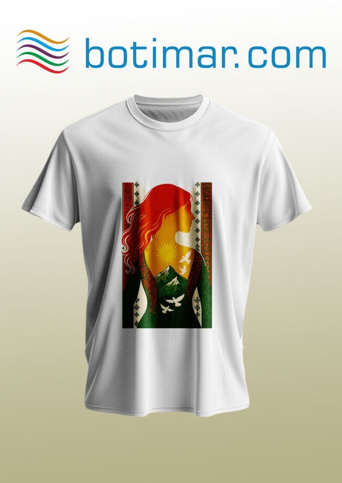 Jin Jiyan Azadi Baskılı T-shirt - Jın Jıyan Azadı T-şhirtê Çapkırî